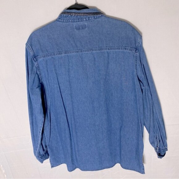 Vintage Bobbie Brooks Med Wash Denim Embroidered Button Up Top XL - Picture 14 of 15